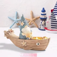 オブジェ 置物 キャンドルスタンド 船に乗っている小人 ガーデンオーナメント インテリア 可愛い インテリア雑貨 室内 寝室 玄関 庭 ガーデニング プレゼント ギフト 癒やしグッズ 贈り物 樹脂zsp0305