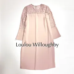 kY36 Loulou Willoughby ベルスリーブ ワンピース ドレス レース 刺繍 ワンピース 二次会 パーティー 結婚式 M ピンク ルルウィルビー