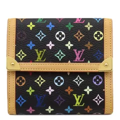 ルイヴィトン LOUIS VUITTON 二つ折り財布 ポルトモネ ビエ カルトクレディ モノグラムマルチカラー レザー ノワール ゴールド金具 黒 Wホック財布  M92984 TH0036 【箱】【中古】