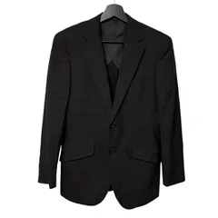    メンズ オンワード樫山 ウール100% テーラードジャケット 44S 黒【Z1816】