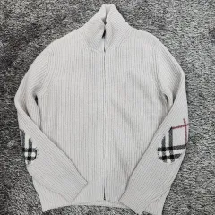バーバリー エルボーパッチ ニットジップアップ L