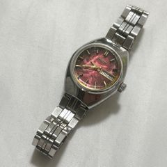 稼働品】ORIENT スリースター 自動巻き パープル文字盤 レディース
