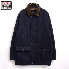 00s LANDS' END 襟コーデュロイ 裏地チェック ダック ハンティングジャケット メンズ 表記Mサイズのサムネイル