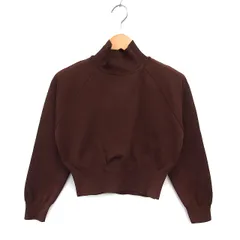 ザラ ZARA ハイネック ニット セーター ショート ラグランスリーブ リブ 無地 長袖 M 茶 ブラウン /NT11