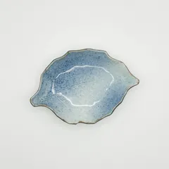【複数購入可能】青釉葉形皿 長皿 19cm×13cm 和食器 陶器 ID31