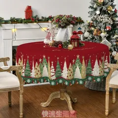 テーブルクロス ラウンド型 クリスマス レッド デコレーション 装飾 パーティー ポリエステル ツリー スノーフレークzsp0305