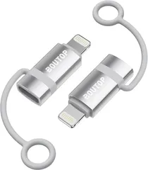 BOUTOP MFi認証品 ライトニング タイプC 変換アダプタ 2個セット 60W PD急速充電・高速データ転送対応 USB-C Lightning アダプター (アイスホワイト,  1)