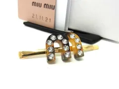 ■新品■未使用■ miumiu ミュウミュウ ラインストーン ヘアピン へアアクセサリー レディース ゴールド系 FN9216