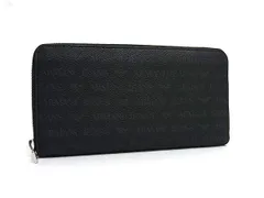 ■極美品■ ARMANI JEANS アルマーニジーンズ レザー ラウンドファスナー 長財布 ウォレット メンズ ブラック系 BS1868のサムネイル
