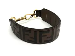 ■極美品■ FENDI フェンディ ズッカ柄 ストラップ ユー ミニ レザー バッグ用 ショルダーストラップ 肩掛け ブラウン系 FV8194