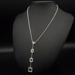 SWAROVSKI スワロフスキー ネックレス ペンダント スクエア クリスタル ラインストーン リバーシブル シルバーカラー ブルー クリア 上品 エレガント きらきら 普段使い