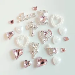 No.412　ネイルパーツ　量産型　ピンク　シルバー　ハート　くま　セット