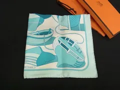 ■新品■未使用■ HERMES エルメス THALASSA 【タラサ】カレ45 プチカレ ガヴロッシュ シルク ポケットチーフ ライトブルー系BP7962