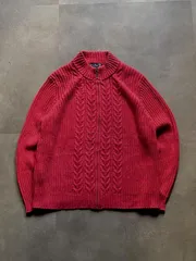 LANDS’ END ランズエンド ハーフジップ ケーブルニット セーター 赤 L