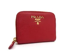 ■新品■未使用■ PRADA プラダ サフィアーノレザー ラウンドファスナー コインケース コインパース カードケース レッド系 FS9117