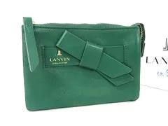■新品同様■ LANVIN en Bleu ランバンオンブルー レザー リボン コインケース コインパース 小銭入れ 小物入れ グリーン系 BP8721