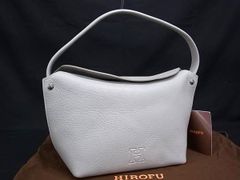 極美品】HIROFU ヒロフ オンディーナ ホワイト シボ革 ハンドバッグ