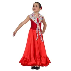 キッズ スカート ロングスカート ダンス 優雅 華やか 子供 衣装 スカート サテン フレア ペチコート パニエ フラメンコ衣装 ベリーダンス ラテンダンス 社交ダンス ラテンダンス コーラス ピアノ マキシ丈 ロング ボリューム フリル ミカドレス odb2