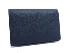 ■新品■未使用■ LOEWE ロエベ アナグラム レザー カードケース カード入れ 名刺入れ メンズ レディース ダークネイビー系 FY1048