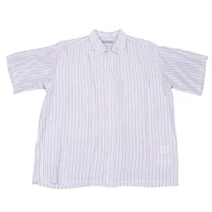 コムデギャルソン オムCOMME des GARCONS HOMME レーヨンストライプ裏ボタンシャツ 白茶水色M位