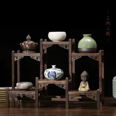 茶器棚 置物 三列二段 壺型 ーー 木製 台 棚 花台