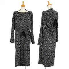 タオ コムデギャルソンtao COMME des GARCONS リーフ総柄コード絞りデザインワンピース グレーS