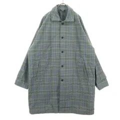 美品 THE SHOP TK ザショップティーケー チェック柄 長袖 ステンカラーコート L グレー メンズ 古着
