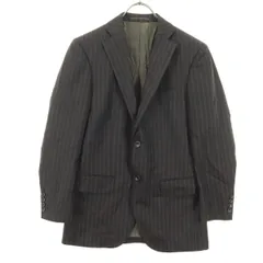 美品 J.PRESS ジェイプレス ストライプ柄 長袖 テーラードジャケット JY5 ブラウン メンズ 古着