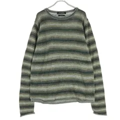 nano universe ナノユニバース 日本製 ボーダー柄 長袖 ニット S グレー系 メンズ 古着