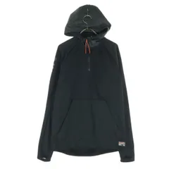 美品 NIKE ナイキ 裏フリース プリントロゴ 長袖 ハーフジップ パーカー S ブラック メンズ 古着