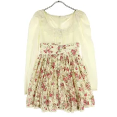 LIZ LISA リズリサ 花柄 長袖 レース ミニワンピース F ホワイト系 レディース 古着