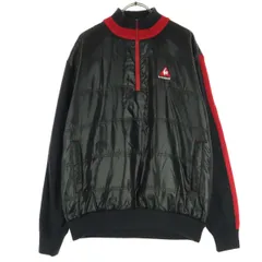 le coq sportif ルコックスポルティフ ワンポイントロゴ バイカラー 長袖 ハイネック ハーフジップ 中綿ジャケット L ブラック メンズ 古着のサムネイル