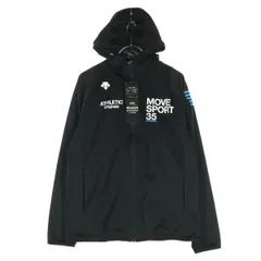 美品 DESCENTE デサント プリントロゴ 長袖 フーディジャケット M ブラック メンズ 古着