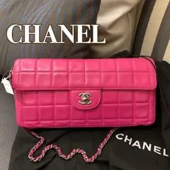 ◎本物 美品 CHANEL チョコバー ターンロック マトラッセ ショルダーバッグ フューシャピンク ラムスキン チェーン