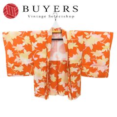 中古】 羽織 正絹 オレンジ マルチカラー しつけ糸あり お洒落 和装