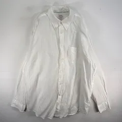 古着 ブルックスブラザーズ Brooks Brothers 長袖シャツ リネン MADISON ボタンダウン XL  ホワイト系 無地 メンズ