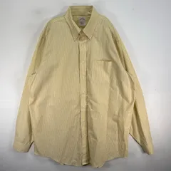 古着 ブルックスブラザーズ Brooks Brothers 長袖シャツ 胸ポケ 346 ボタンダウン XL  イエロー系 ストライプ メンズ