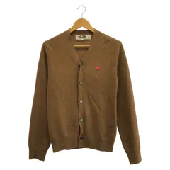 【中古】PLAY COMME des GARCONS ワンポイントカーディガン サイズS ※穴あり ブラウン AZ-N080 プレイコムデギャルソン ウール[19]