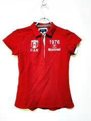 フィールドドリーム field/dream シャツ カジュアル アップリケ 半袖 L 赤 レッド