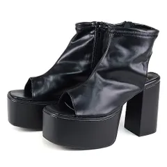 新品 [ラブハンター] サンダル ブーツサンダル シアー チュール 10.5cmヒール プラットフォーム スクエアトゥ