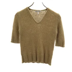 Emporio Armani エンポリオアルマーニ 90s イタリア製 アルパカブレンド オールド 半袖 Vネック ニット 40 ベージュブラウン セーター レディース 古着