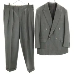 BURBERRY LONDON バーバリーロンドン 日本製 ダブル スーツ 上下 セットアップ AB6/94 グレー 三陽商会 メンズ 古着
