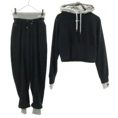 NIKE ナイキ 長袖 スウェットパーカー 上下 セットアップ M/S ブラック レディース 古着