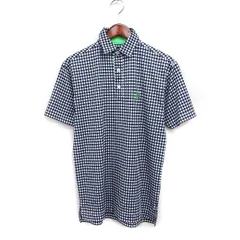 フットジョイ FootJoy ギンガムチェック ポロシャツ 半袖 ゴルフウエア S ブラック 黒 ホワイト 白 /FT14