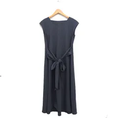 クードシャンス CdeC COUP DE CHANCE フレア ワンピース ロング丈 ノースリーブ Vネック リボン 無地 40 チャコールグレー /FT23