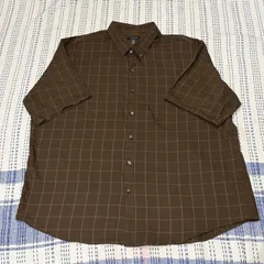 【USED】VAN HEUSEN チェック シャツ メンズ 2XL 半袖 ブラウン 夏服
