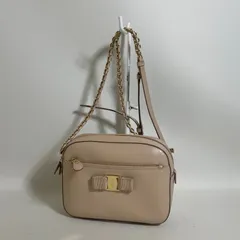 2602-288｜フェラガモ ショルダーバッグ ピンク ヴァラリボン チェーン