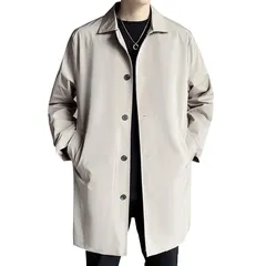 【新品】 [Ｋａｙｉｙａｓｕ] トレンチコート メンズ 中長丈 秋 薄手 ロングコート 大きいサイズ ビジネス スプリングコート カジュアル シンプル 春 スプリングコート 紳士 通勤 (4XL ライトベージュ) 0