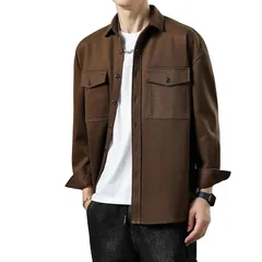 【新品】 [W Wonyo] CPO シャツジャケット メンズ 長袖 ネルシャツ 肉厚 ウール調 無地 カジュアル しゃつ あったか 大人 トップス 保温 蓄熱 ロングスリーブ 上着 レギュラーカラー ブラウス レトロ 襟付き アウター 普段使い オシャレ 0