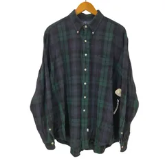 ラルフローレン RALPH LAUREN 90S ポニー無 外付けタグ ブラックウォッチ チェック L/S ボタンダウン シャツ ビックサイズ メンズ import：XXL 
